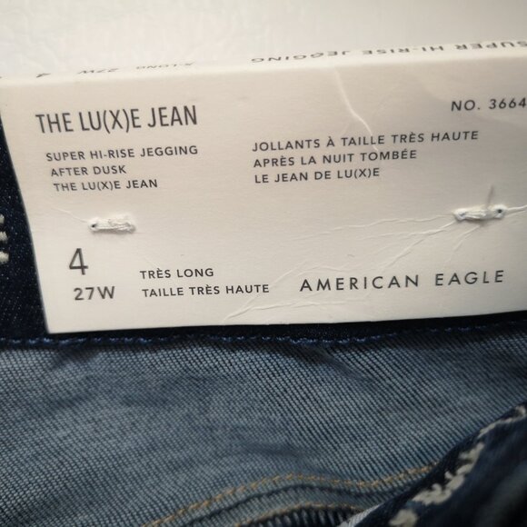 NWT Amer. Eagle The Lu(X)e Jean Ladies Size 4 (27W) Super Hi Rise X-Long Jegging - Picture 3 of 13